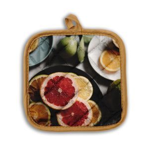 Прихватка (квадратная) 17*17 стеганная "Цитрусовая симфония"