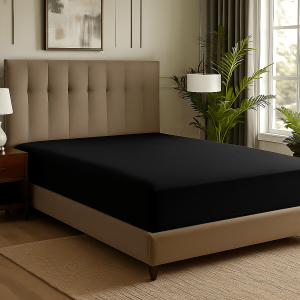 Простыня на резинке поплин цвет: Черный