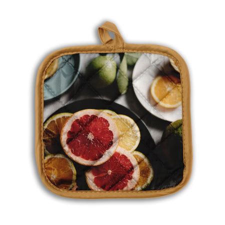 Прихватка (квадратная) 17*17 стеганная "Цитрусовая симфония"